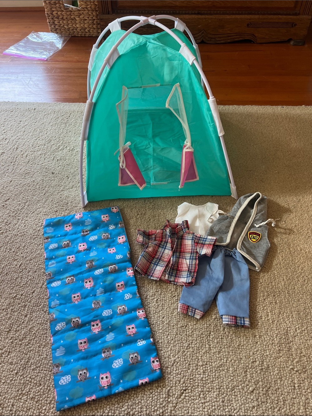 Our Generation Dolls Teal Play Tent with Sleeping Bag & Outfit Set